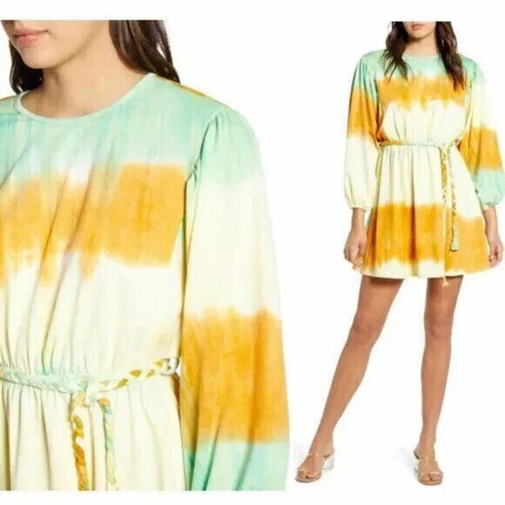 Anthropologie Tie-Dye Mini Belted Dress by Moon River Medium Short‎ Boho Chic